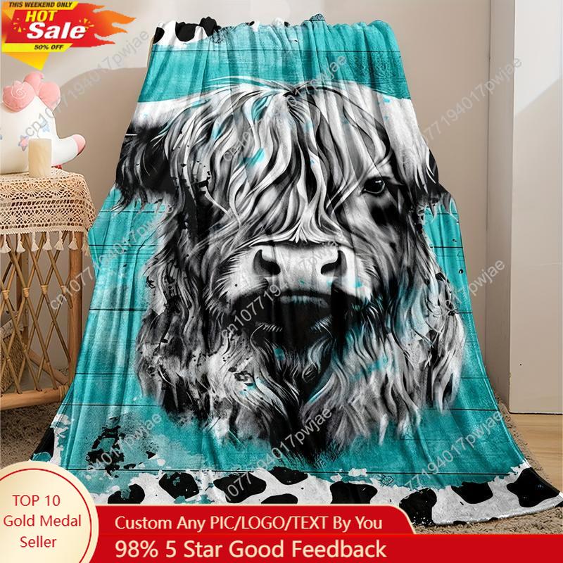 Throw Blanket Chunky Knit - Rahat Yumuşak Yayla İnek Desenli Flanel