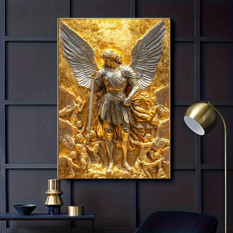 Home Textiles Products - Başmelek Mikail Altın Melek Heykeli Duvar