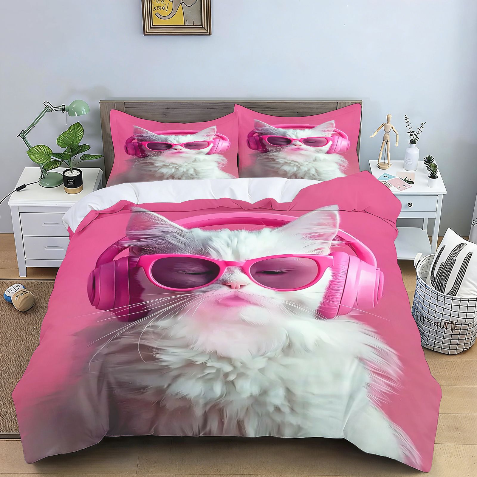 Home Textiles Bedding - Komik Hip-hop Hayvan Yatak Örtüsü Seti