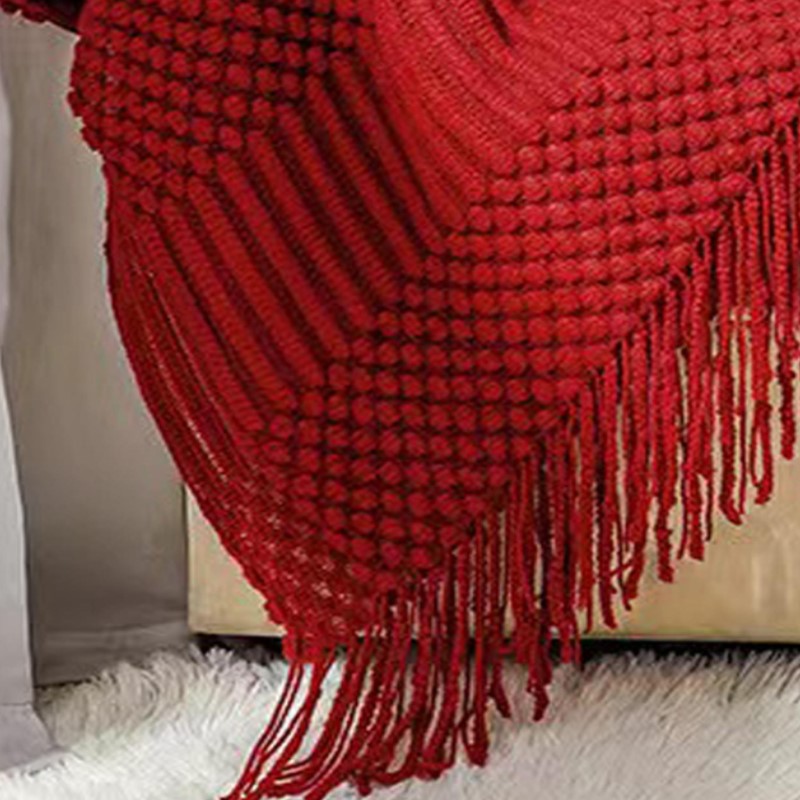 Kırmızı Boho Kalın Örgü Battan - Throw Blanket Chunky Knit incelemesi ve fiyatı