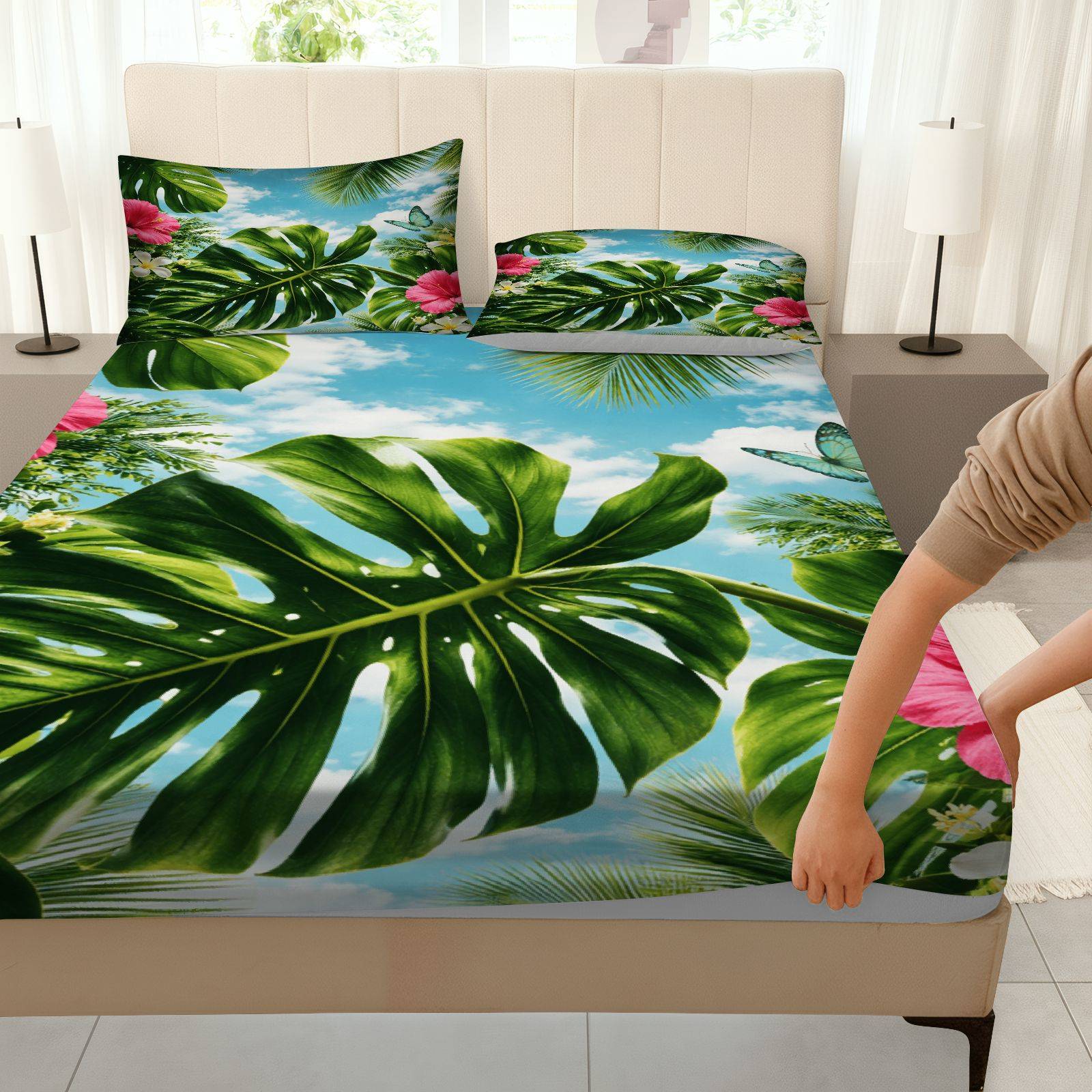Tropikal Hibiscus Yatak Örtüsü - Fitted Sheet Deep incelemesi ve fiyatı
